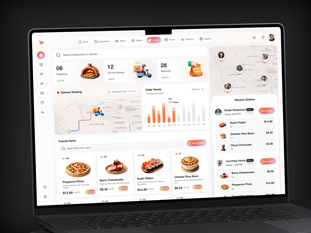 Food Delivery Dashboard UI | Analytics & Order Tracking Image 0