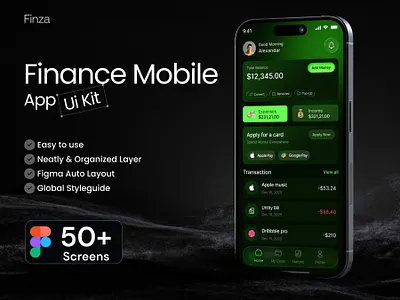 Finza – Finance Mobile App UI Kit app design design figma mobile app ui uiux user experience