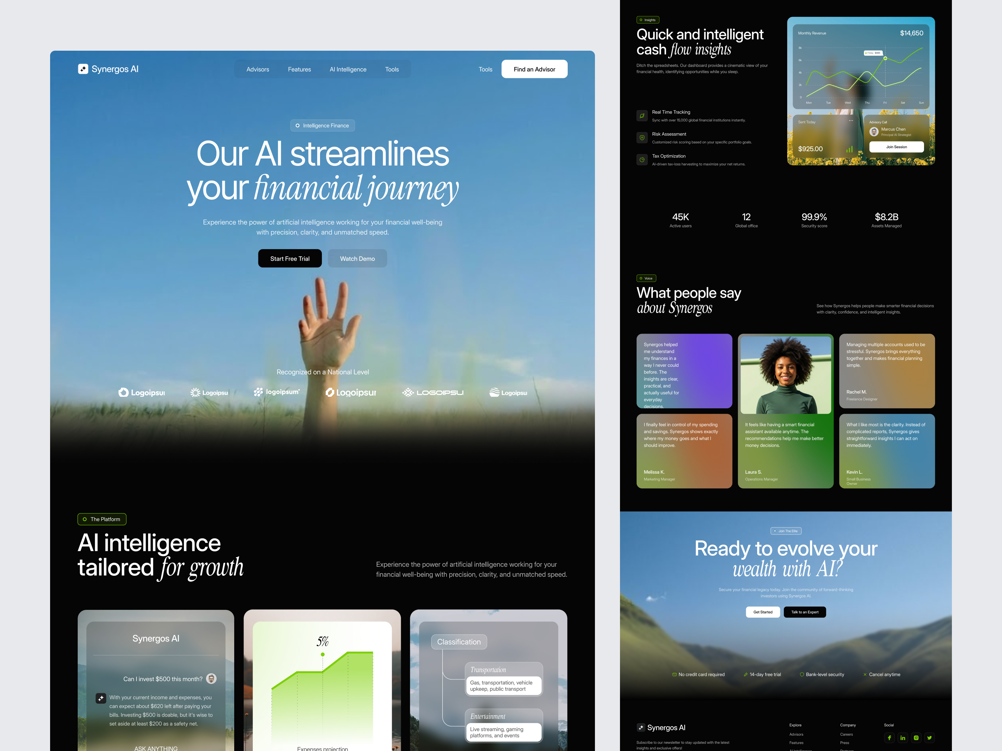 AI SaaS Landing Page - Smart Finance ai saas landing page dark theme website data analytics website finance finance ai platform finance saas landing page finance website fintech fintech dashboard landing page landing page design modern saas design modern saas landing page oripio product design saas ui design ux design web design website
