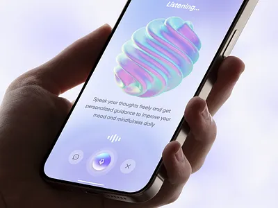 AI Voice Assistant UI — Conversational Mobile App Design 3d ui ai ai app ai assistant ai listening app chatbot ui conversational ui design futuristic ui voice ai voice assistant voice interaction voice ui web