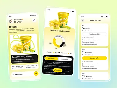 AI Food Analysis Mobile App UI Design ai food app app design clean ui dashboard ui data visualization diet tracking app figma design food analysis food scanner app health app ui healthy lifestyle minimal design mobile app design mobile ui modern interface nutrition app product design ui ux design ux case study wellness app