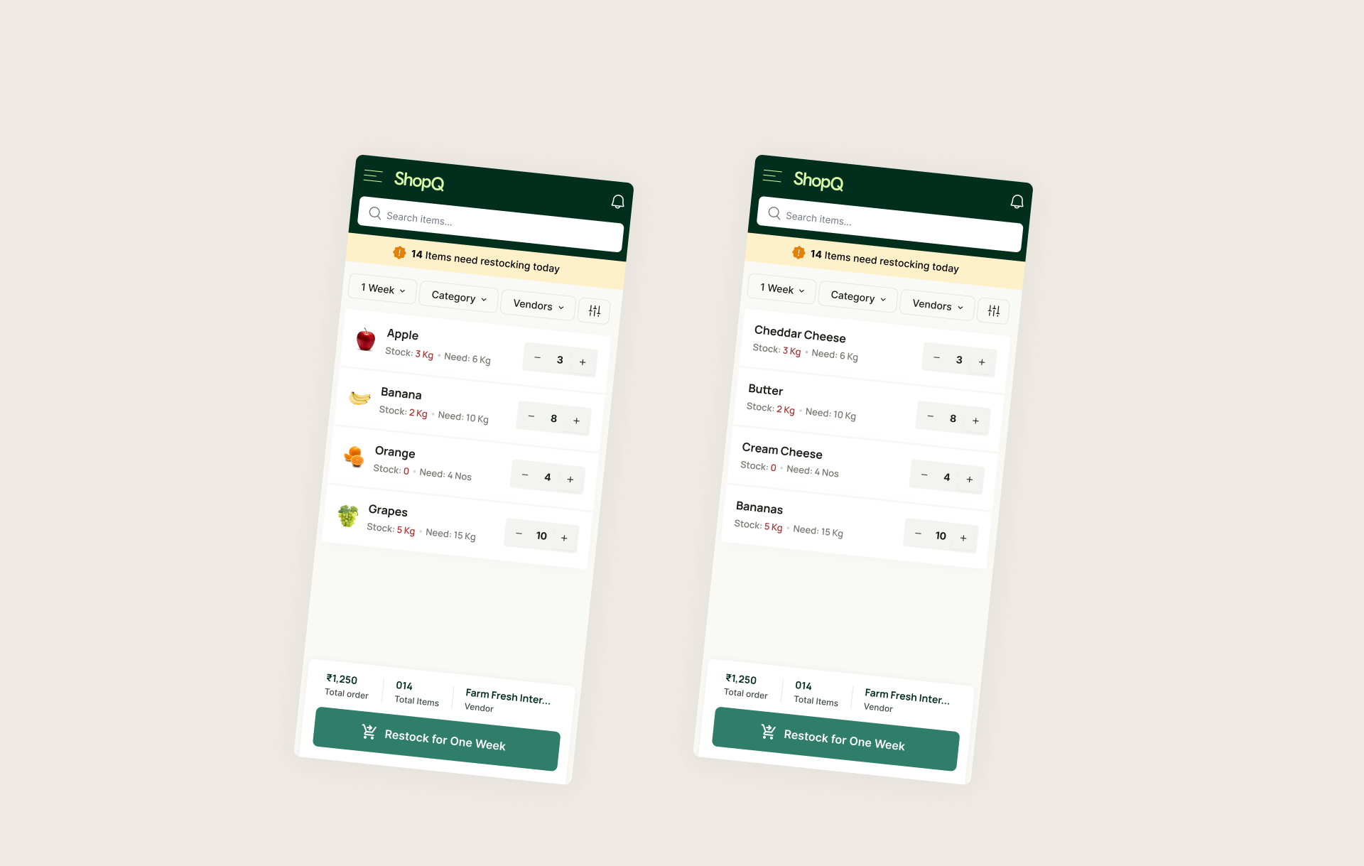Inventory Decision App for Small Shop Owners | Grocery App| ai case study free grocery app grocery shop inventory inventory app inventory app case study inventory management list view minimal minimal app mobile app shop management shopers app shopkeepers shoppers app shopping smart inventory ui