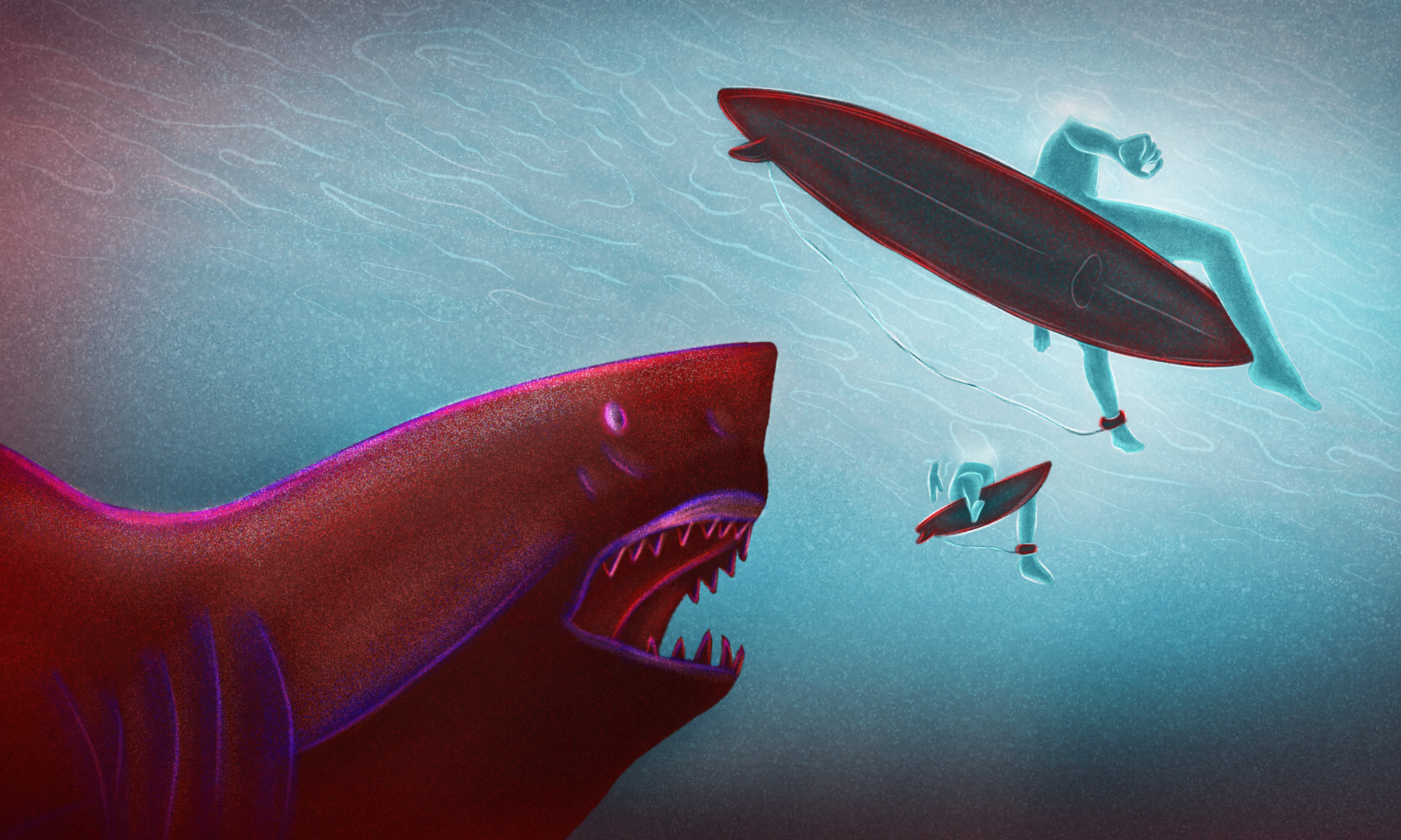 Editorial Illustration on Shark Attack Article (The Guardian) article illustration book illustration conceptual illustration digital illustration editorial illustration illustration magazine illustration storytelling