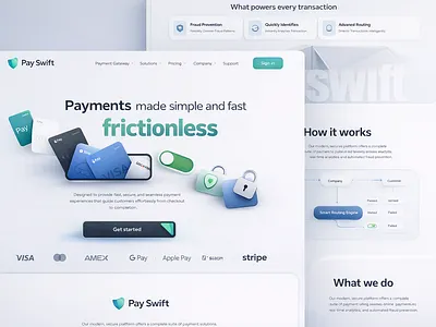 Fintech SaaS Landing Page — Payment Gateway UI b2b conversion figmadesign finance fintech fintechdesign interface landingpage minimalui modernui paymentgateway payments productdesign saas saasdesign startupdesign uidesign uxdesign webdesign webui