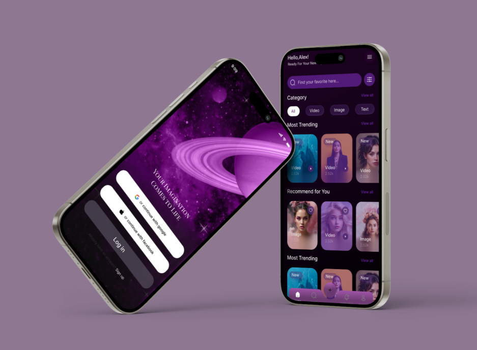Algnite — AI Content Creation App UI/UX (Text, Image & Video Gen