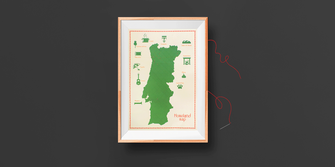 Map of Portugal Stitched design graphic design illustration map portugal stitching typography vector