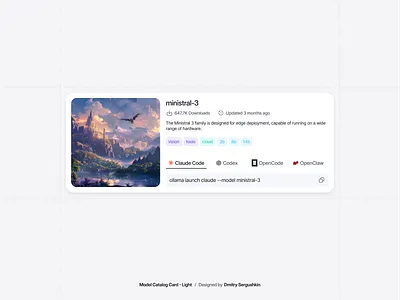 AI Model Catalog List Item ai infrastructure ui ai model ai model catalog card ai model catalog ui ai platform ai saas ai tools card catalog card comparison card components list item marketplace design model model marketplace model marketplaces model repository search results ui components