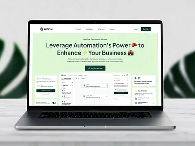 Aiflow — Automation SaaS Website UI UX Design automation saas b2b saas features page landing page low code platform modern website no code website platform design pricing page saas ui design saas website startup website ui ux design web design workflow saas