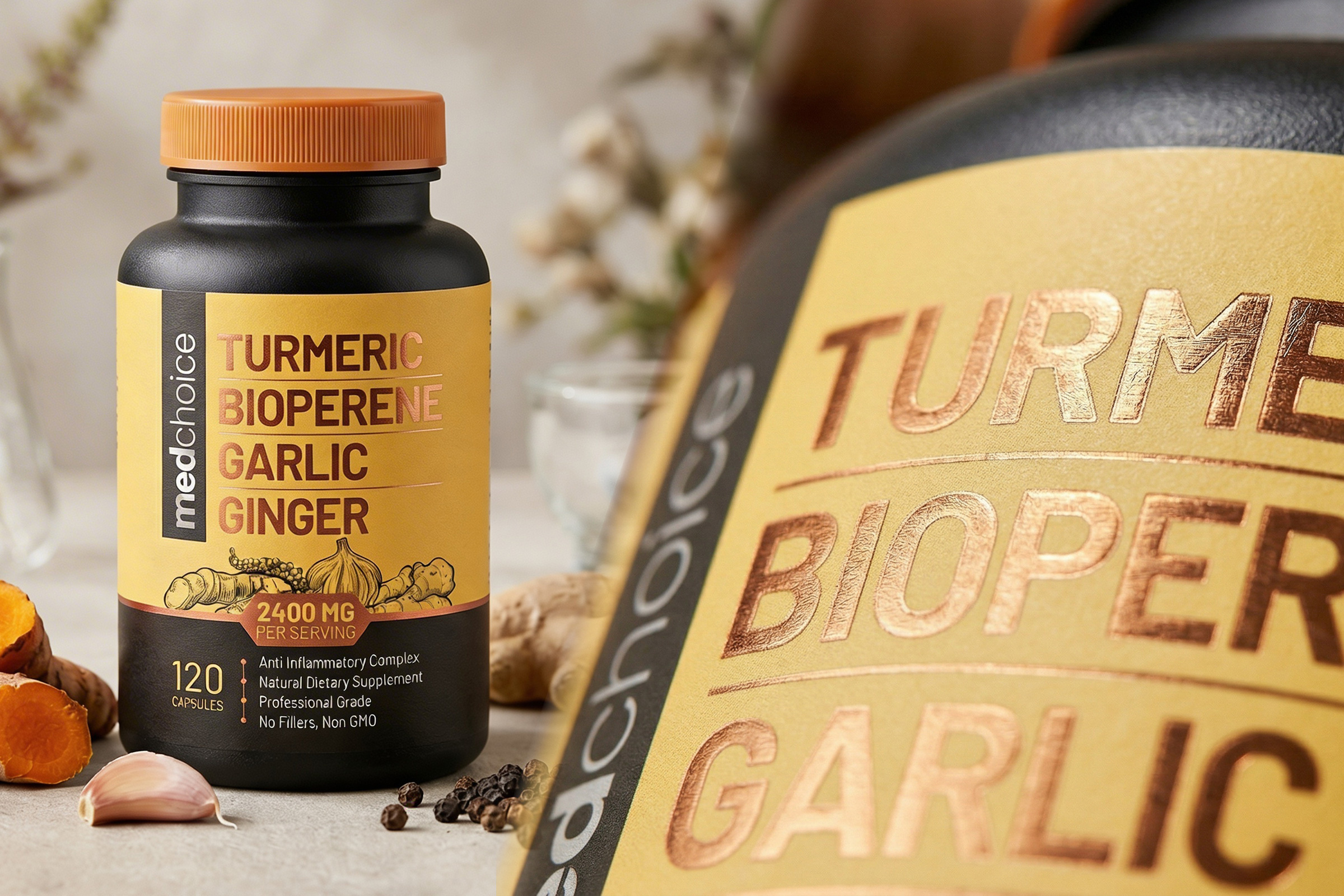 Luxury Wellness Supplement Label Design (Clean Label Design) bottle packaging branding creative garlic ginger graphic design health product label label design luxury packaging marketing minimal design pharmaceutical design print product packaging professional supplement supplement packaging turmeric wellness branding