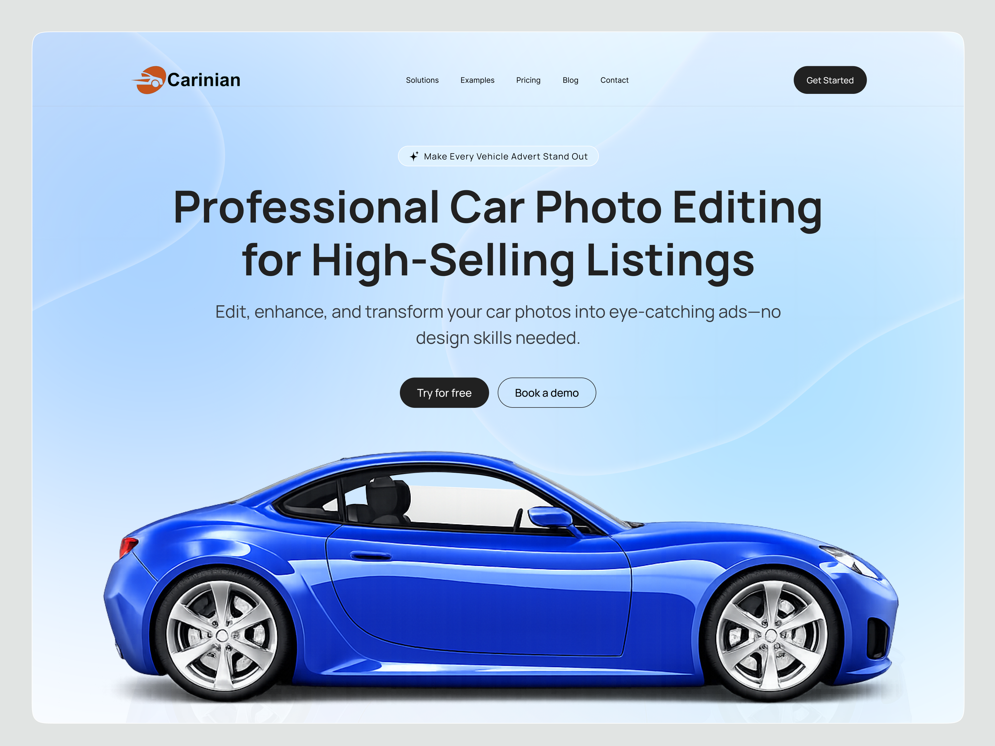 Car Photo Editing SaaS – Website UI/UX Design automotive car interface product saas service startup ui ux web website