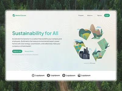 Eco-friendly sustainability landing page design branding clean convert design earth gradient graphic design hero section illustration landing page minimal modern nature sustainability sustainable ui ux website