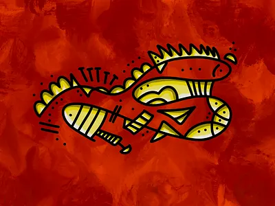 The Subterranean Slipstream abstractart characterdesign creaturedesign digitalink illustration lavavibes linework modernart surrealism vectorillustration