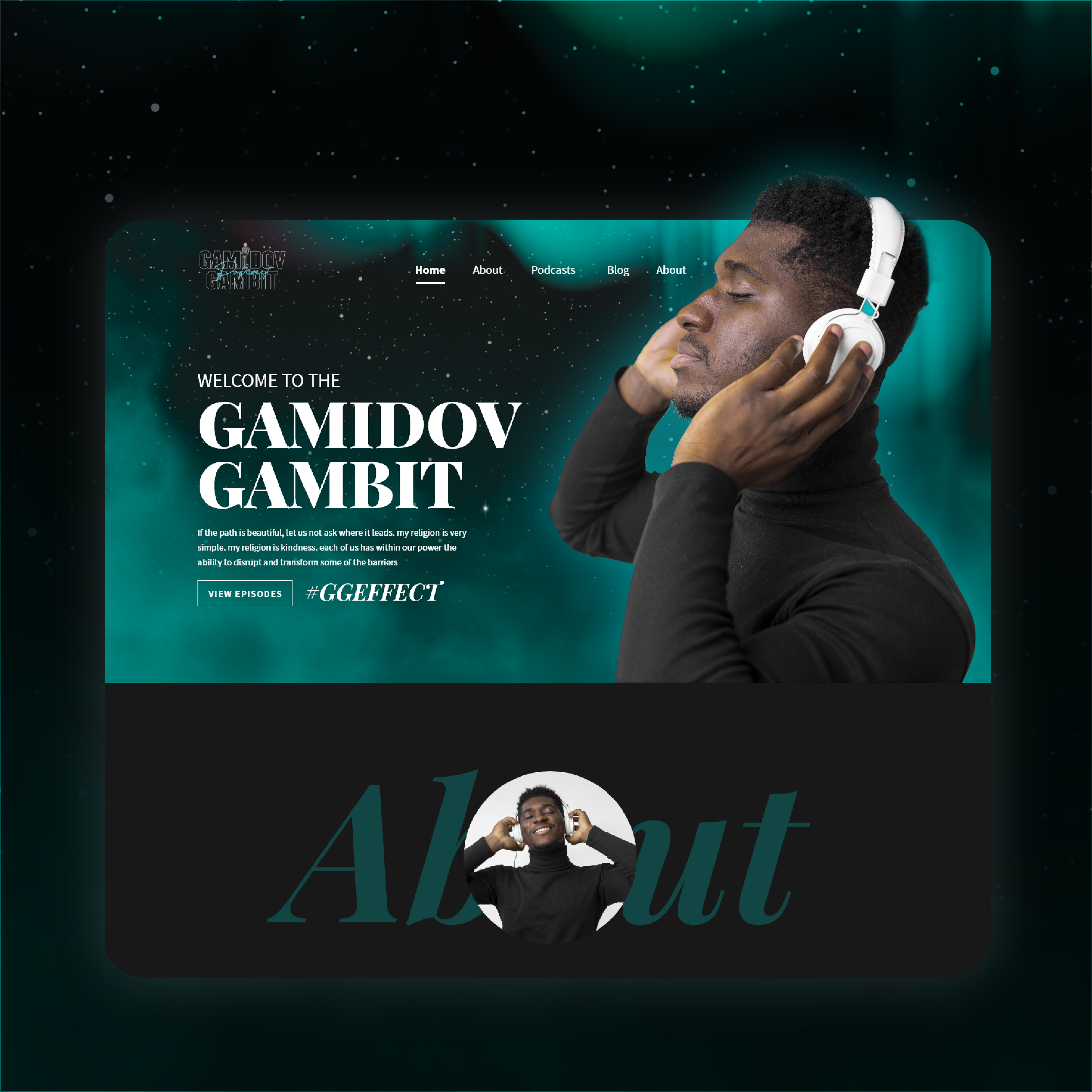 Podcast & Entertainment Blog Website UI | Dark Mode