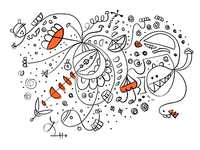 The Tangent Tangle abstractcomposition characterdesign creativechaos doodleart illustration inktovector lineart minimalism surrealism vectorillustration
