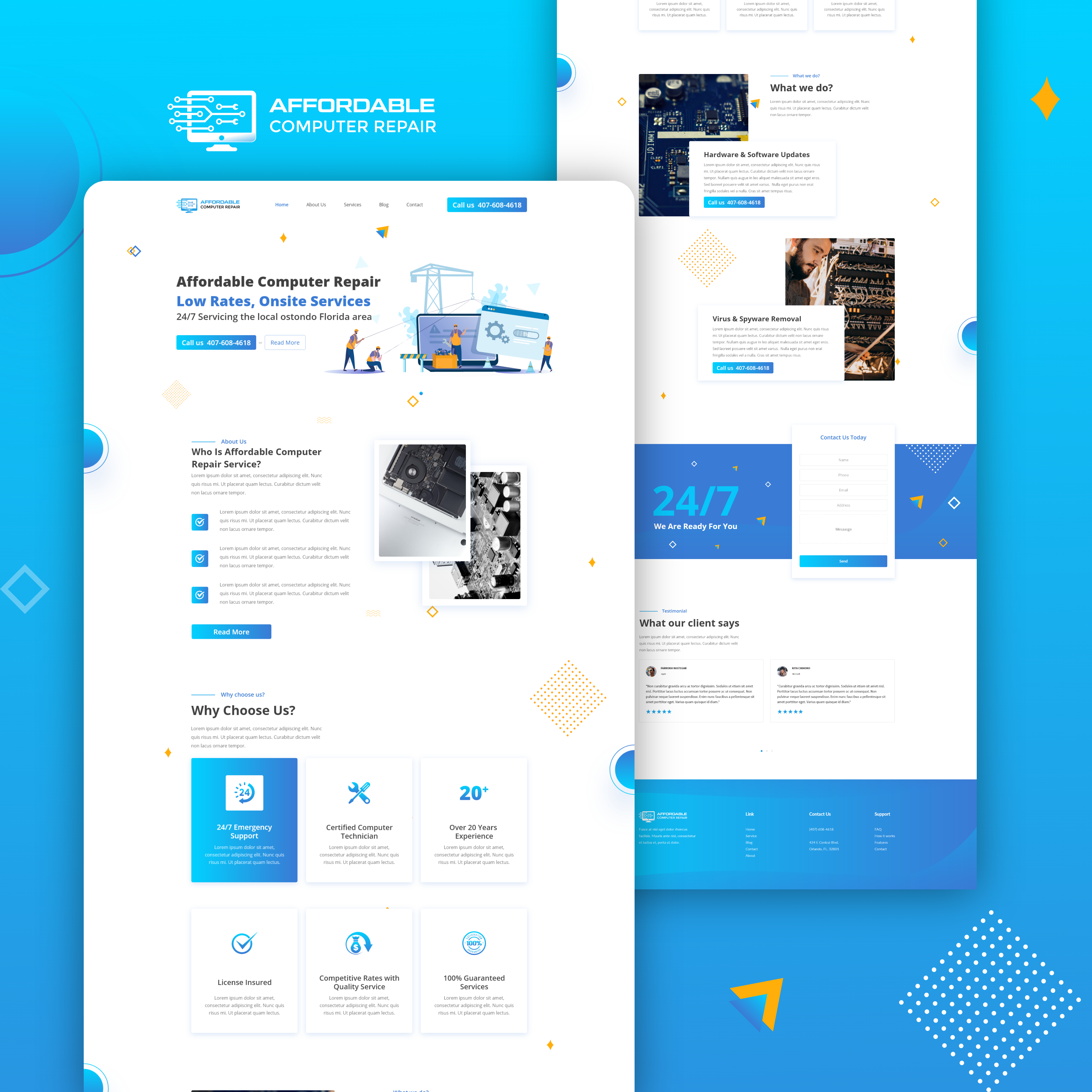 Clean IT Support Landing Page | Web UI agency blue clean ui computer repair figma hardware illustration it services landing page maintenance modern ui repair software tech support technology ui user interface ux web design website design