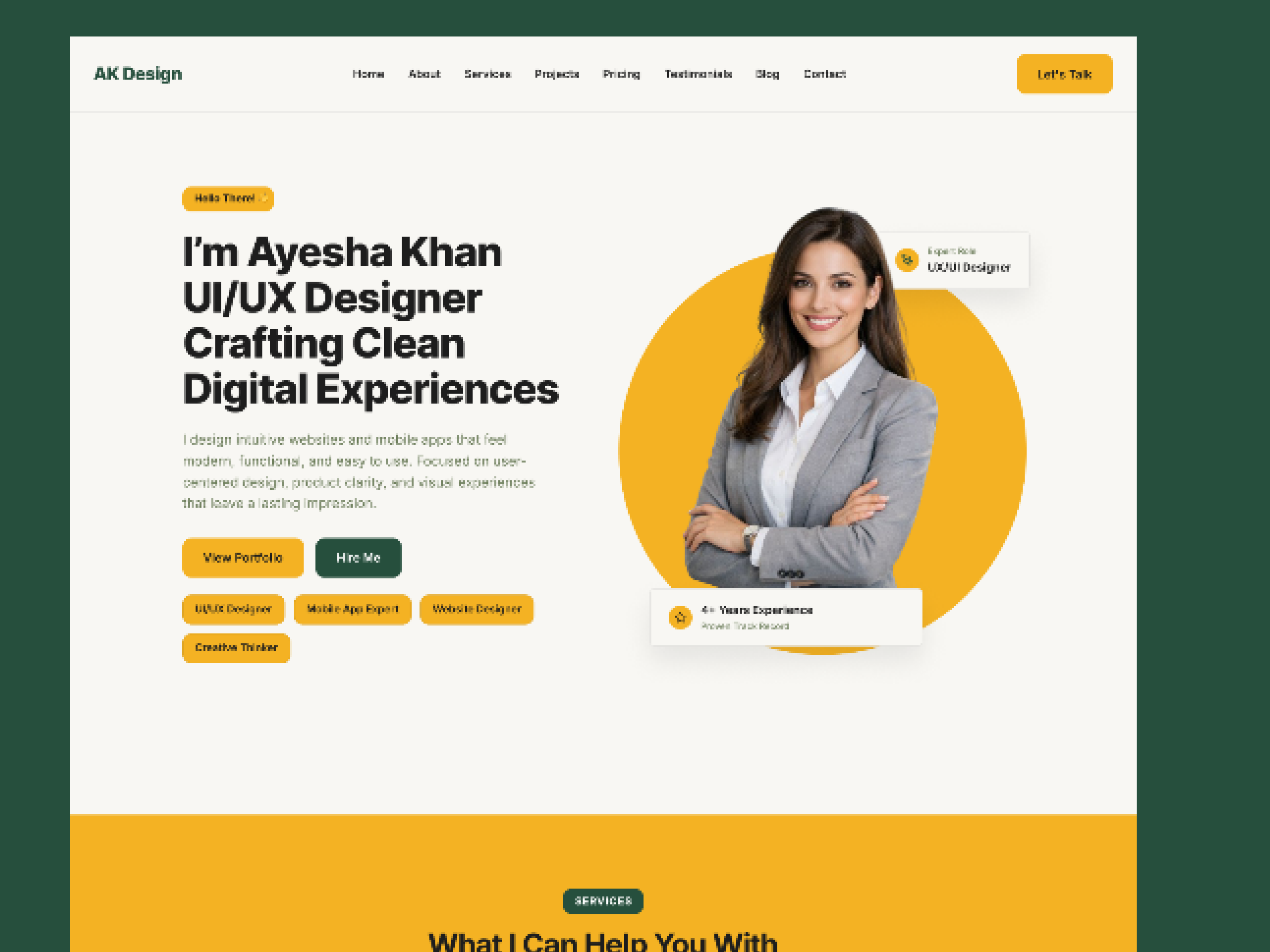 Modern UI/UX Portfolio Website Design | Clean & Conversion-Focus