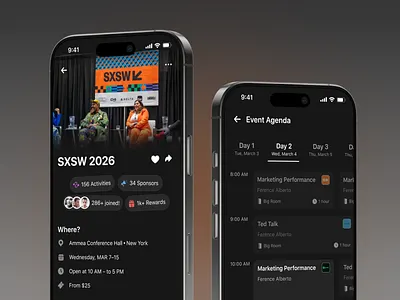 UX/UI Design for Event Mobile App in Dark Mode dark mode event app mobile app saas uxui