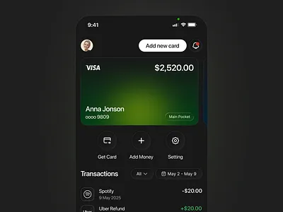 UX/UI Design for Fintech Mobile App app banking darkmode darkui dashboard digitalbanking finance fintech interaction minimal mobile mobileapp mobiledesign moderndesign personalfinance productdesign ui uidesign ux uxdesign