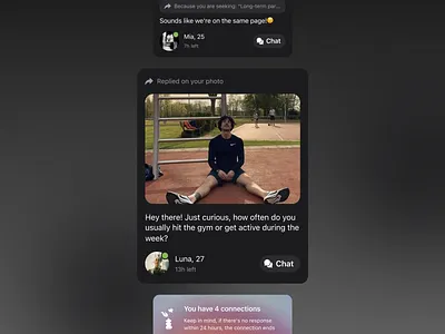 UX/UI Design for Dating Mobile App in Dark Mode dark mode dating app mobile app saas social app uxui