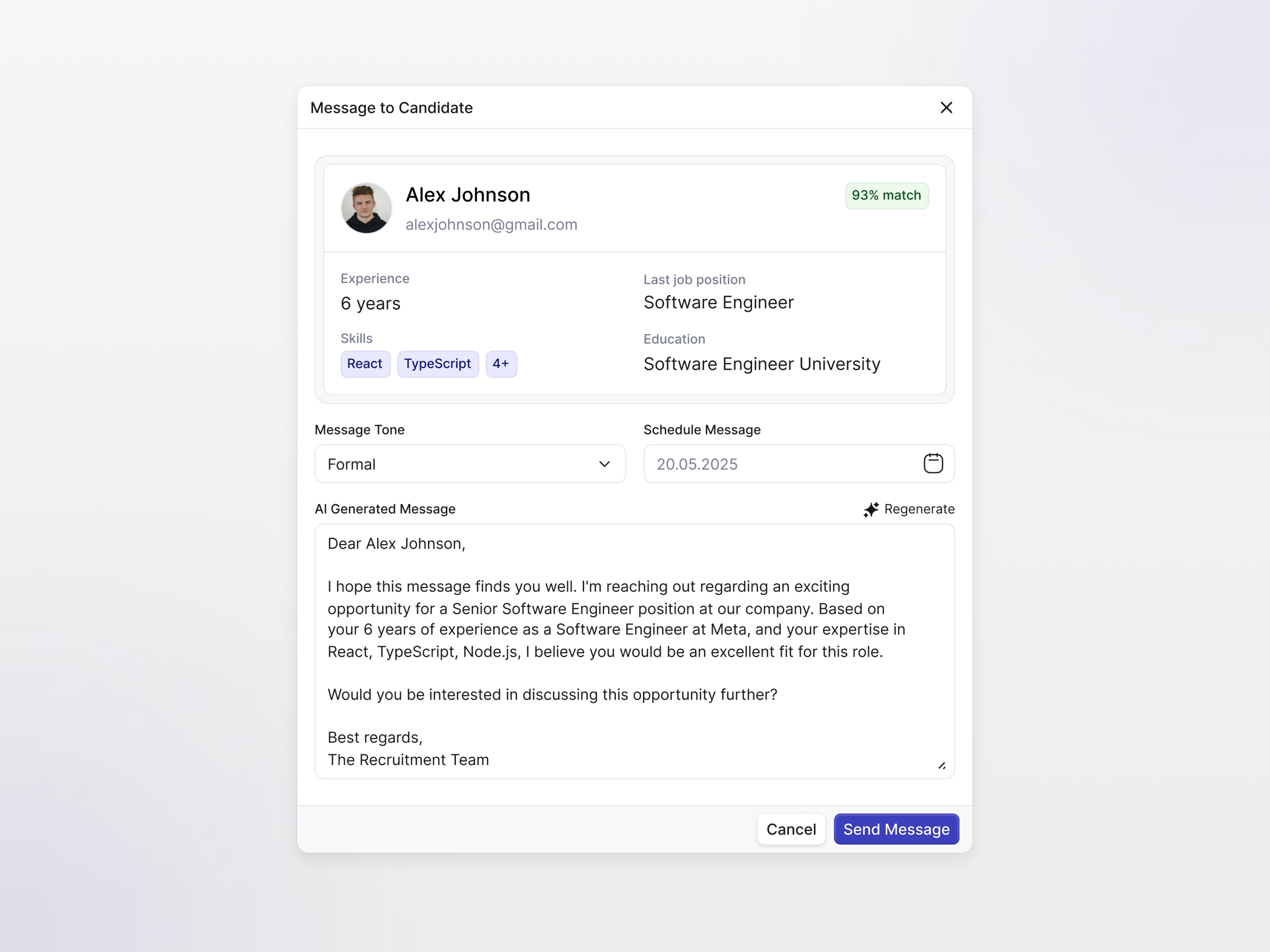 Example of UX/UI Design for AI-Driven Talent Matching Platform