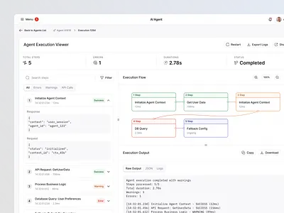 UX/UI Design for AI Agent Platform — Light Mode agent ai aiagent aiproduct analytics artificialintelligence automation b2b darkui dashboard data moderndesign productdesign saas ui uidesign ux uxdesign webapp workflow