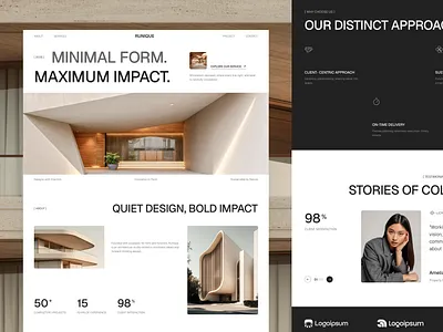 Runique Overview Concept Page - Architecture & Design Website architecture figma figma design home page homedecor interior design landing page ui inspiration ui showcase ui trends uidesign uiux uxdesign web design webflow website design