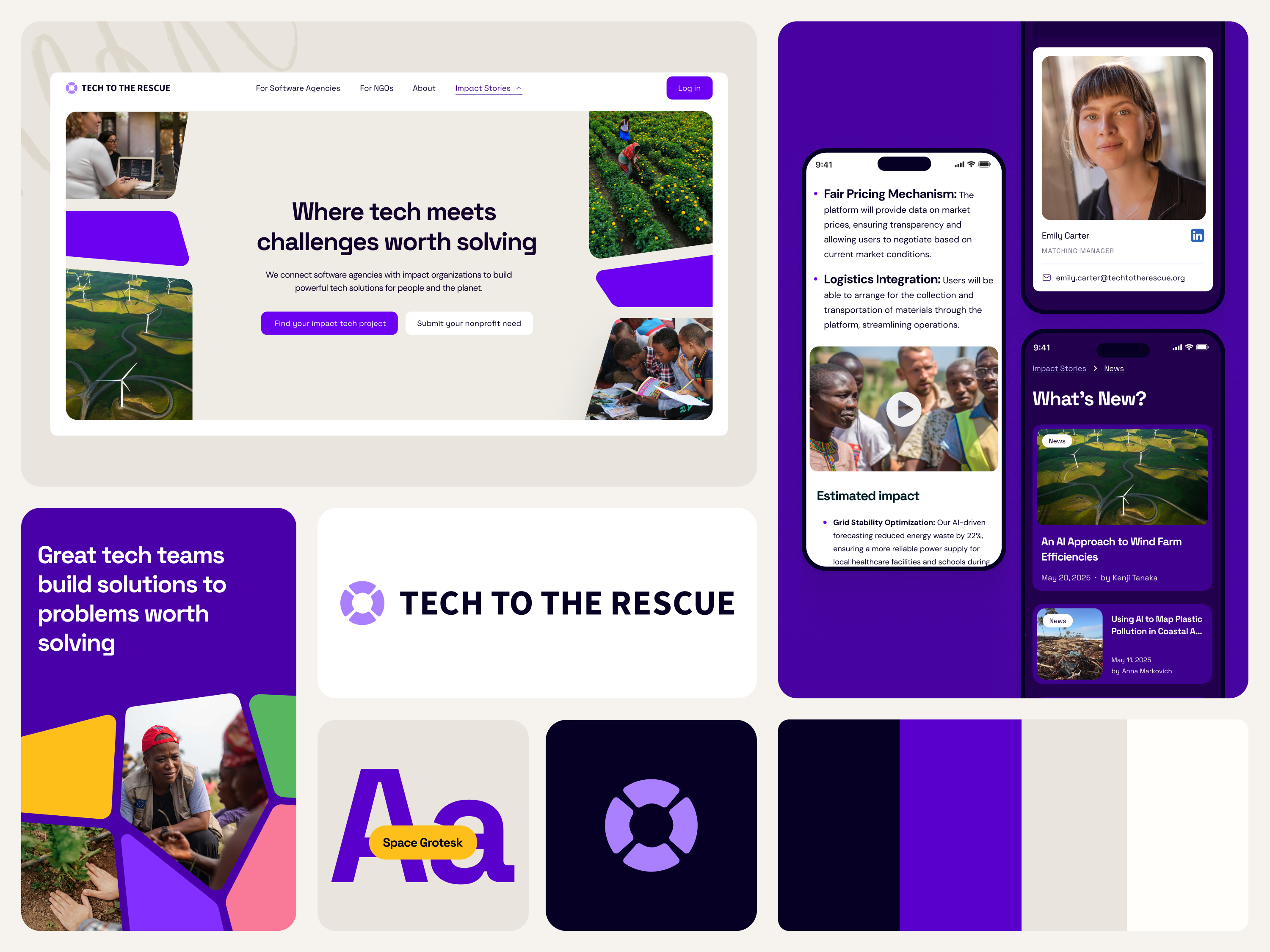 Tech To The Rescue: Impact-Driven Modular Design accessibility branding cleandesign componentlibrary designsystem interface landingpage minimalism modular nonprofit productdesign responsive socialimpact ui uikit userjourney ux visualidentity webdesign wireframes