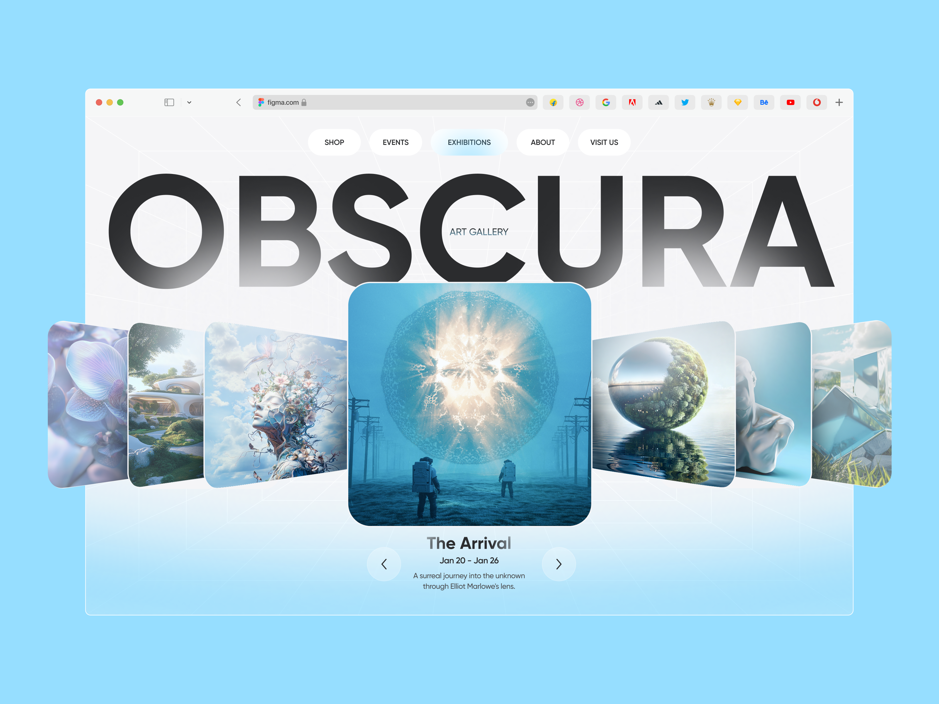 🖼️ Web design for the art gallery | Hyperactive art bold clean ui concept design event exhibition gallery grid hero section hyperactive landing ui ui design ux visit web design webflow website