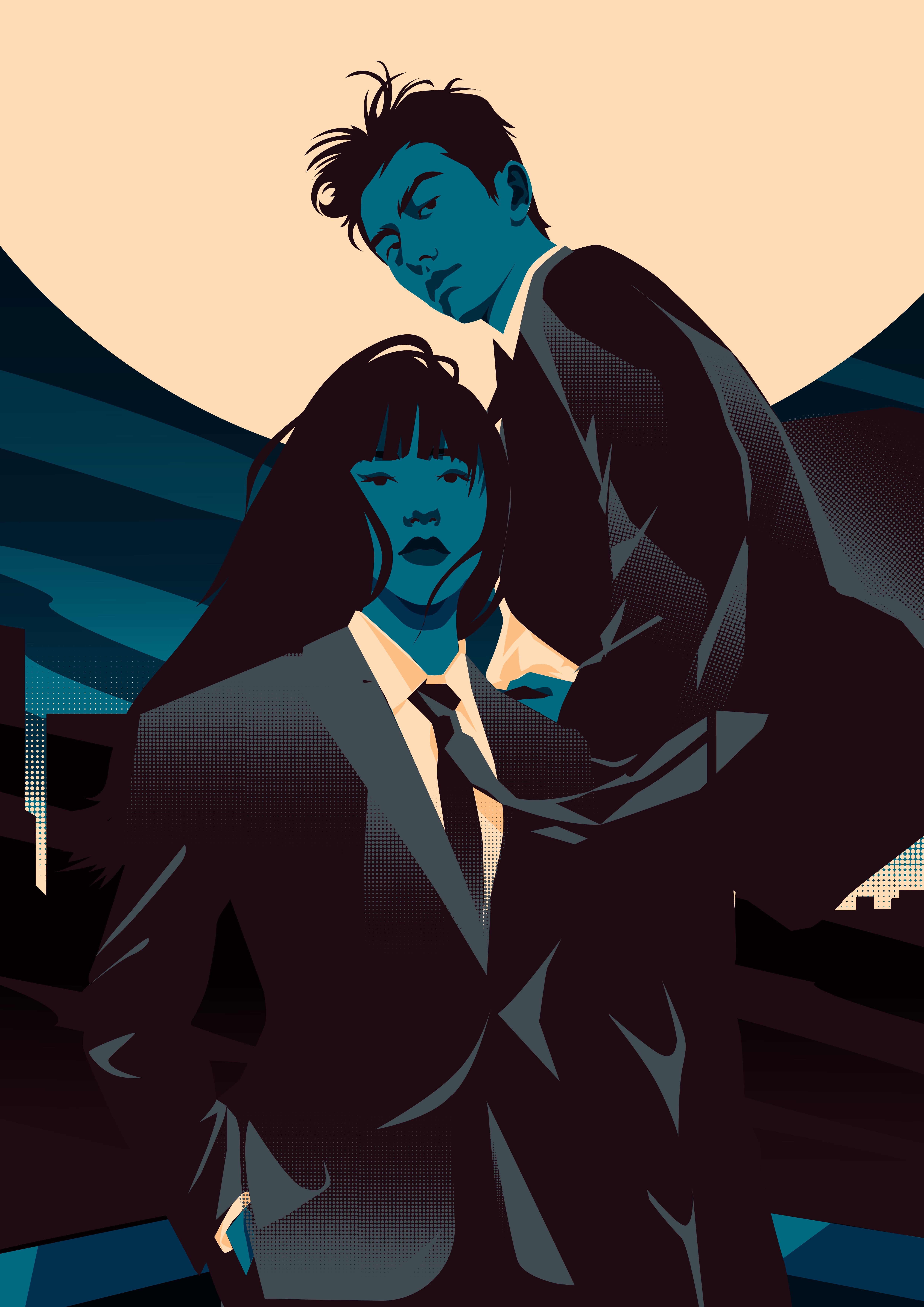 Two detectives abstract vector book cover cover cover desing design detectives editorial editorial illustration illustration night poster splash art suit texture vector vector illustration