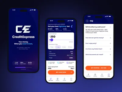 CreditExpert — Loan App Mobile UI/UIX appdesign appstore creditapp darkui figma fintech glassmorphism ios mobileapp productdesign uidesign uxdesign