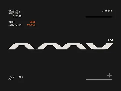 AMV Wordmark acronym amv branding brutalist display future futurism industry initials logo module monogram tech typography utilitarian wide wordmark