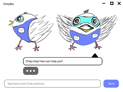 ChirpBot mascot and UI design dribbbleweeklywarmup ui
