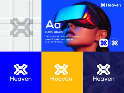 Heaven logo, H logo, X logo, Tech logo, Abstract logo design abstract logo ai logo apps logo brand identity branding business logo corporate logo custom logo elegant design h logo initial logo letter logo logo trends minimalist logo monochrome logo tech logo x logo