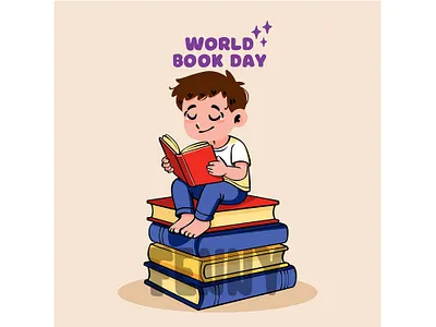 A Boy Sitting on a Pile of Colorful Books book bookstore cartoon course dictionary education educational hobbies journal knowledge learning library literature novel page reading school students technology textbook