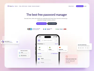 Proton Pass Landing Page – SaaS Website UI/UX Design clean ui conversion design feature landing page fintech web design landing page modern design password manager product design saas security platform ui ui design ux design ux ui web app design website design