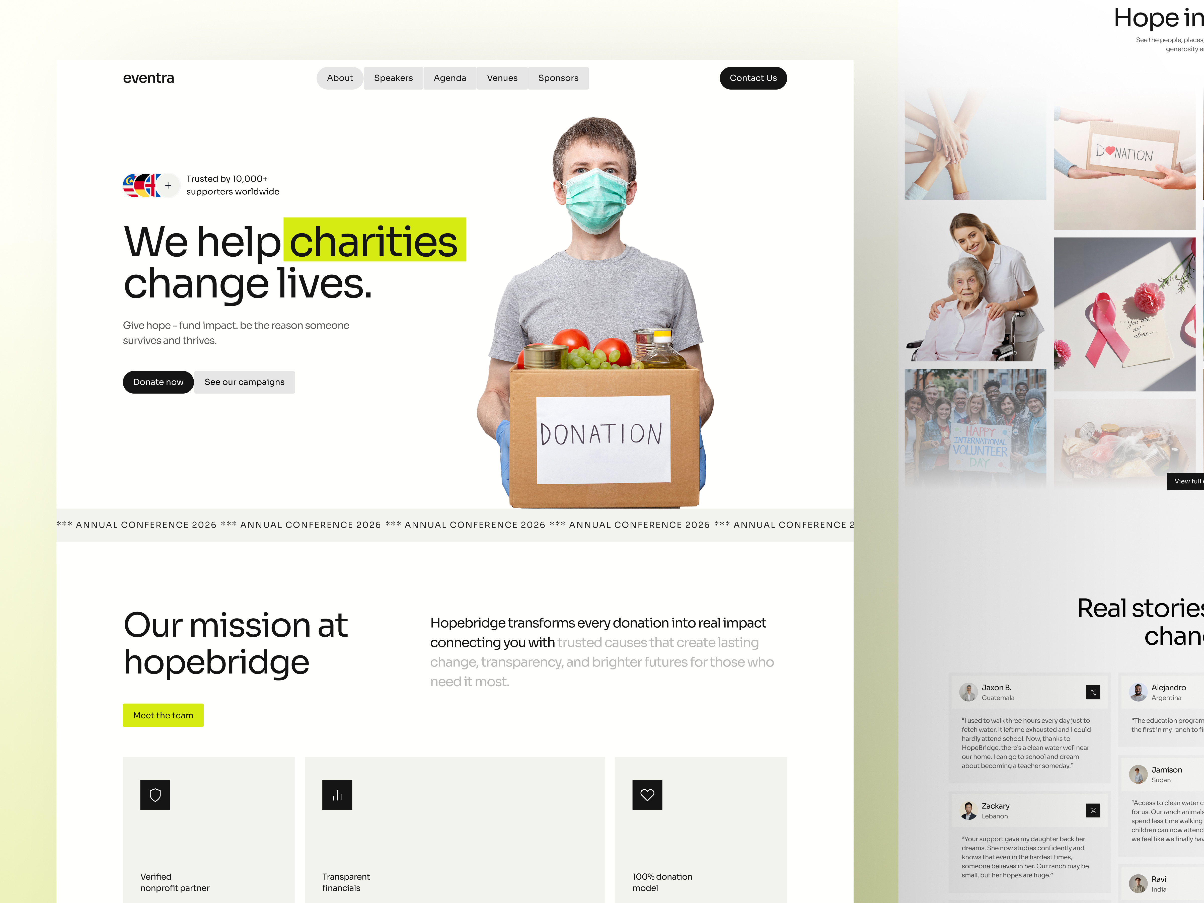 ChariFund – Charity Landing Page Design 🕊️ charity cleandesign hopebridge landingpage minimalism uidesign ux webdesign