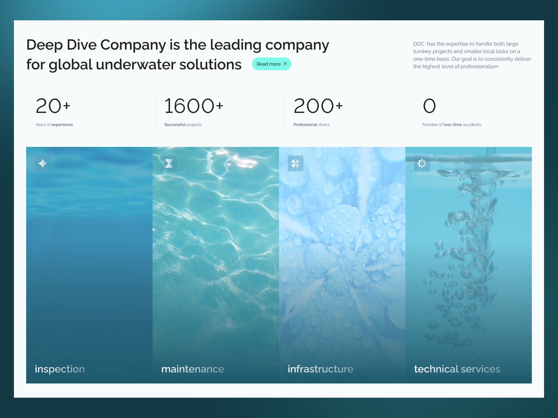 Diving Services | Animation Concept animation diving company dynamic landing page motion graphics ui ui animation uiux water web design
