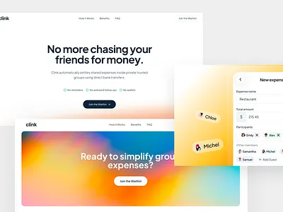 Clink - Lovable Landing page blur gradient landing landing page lovable website