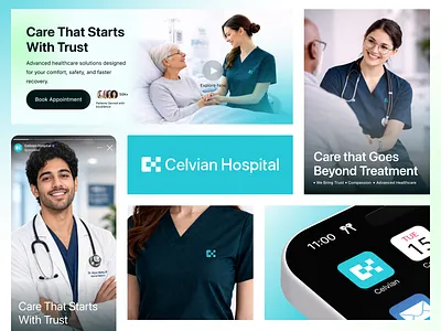 Hospital Branding branding clean healthcare healthcare app hospital hospital branding identity identity design illustration interface letter mark logo mark medical design minimal modern patient care product design symbol uiux