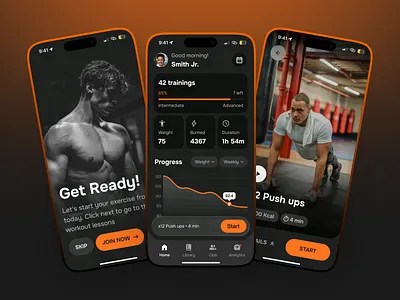 Fitness App UI android app design app mockup app ui bold design fitness flow gym app health ios mobile app modern muscle ui ux