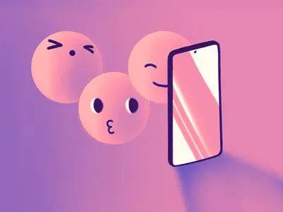Emoji Spot Illustration 3d illustration business character clean art editorial illustration emojis flat design flat illustration gradient art illustration phone illustration saas social media soft gradient spot illustration tech art tech illustration technology vector illustration