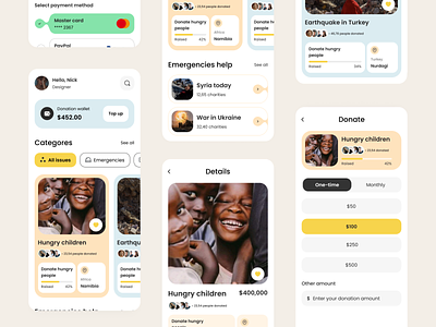 Donation App UI android aplication app design donation interface ios layout mobile ui ux