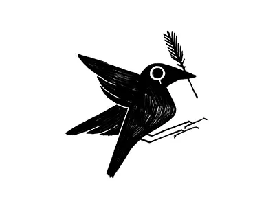 BlackBird Gin Logo Mark alcool bird branding gin label logo minimalist