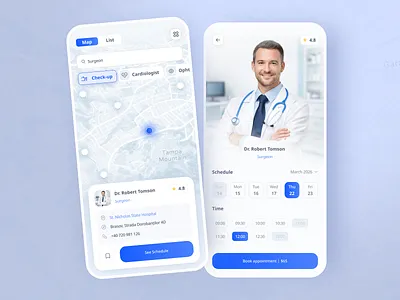 Doctor Appointment Booking — Healthcare Mobile App appointment booking app doctor health app healthcare map ui medical mobile app ui design ux design