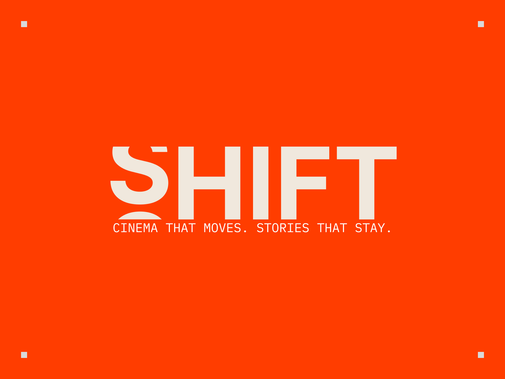 Shift Branding - Film production - Logo with tagline branding cinema evolution film production logo moving mutation shift