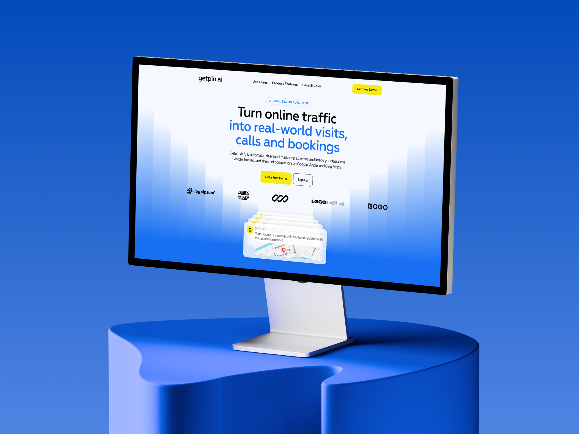 Getpin | AI Local SEO & Marketing Platform ai b2b figma framer landing page redesign responsive design saas startup ui ux webdesign webflow website website design wordpress