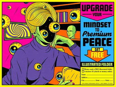 Upgrade your mindset design human illustration life mindset peace positive thinking psychedelic retro surrealism typography vector vintage wisdom