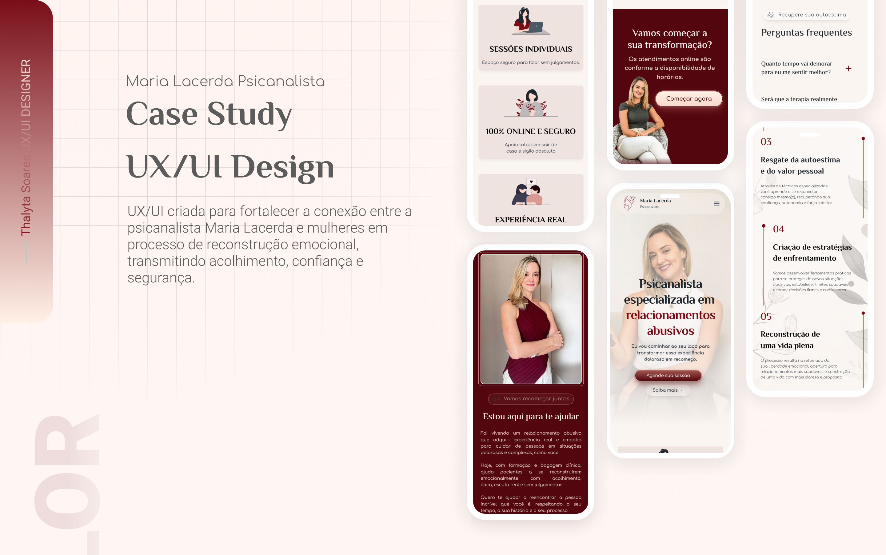 Case Study UX/UI Design - Psicanalista animação bento grid cards empathy map empatia figma framer landing page mobile portfólio psicanalista psicologo red responsivo ui ux