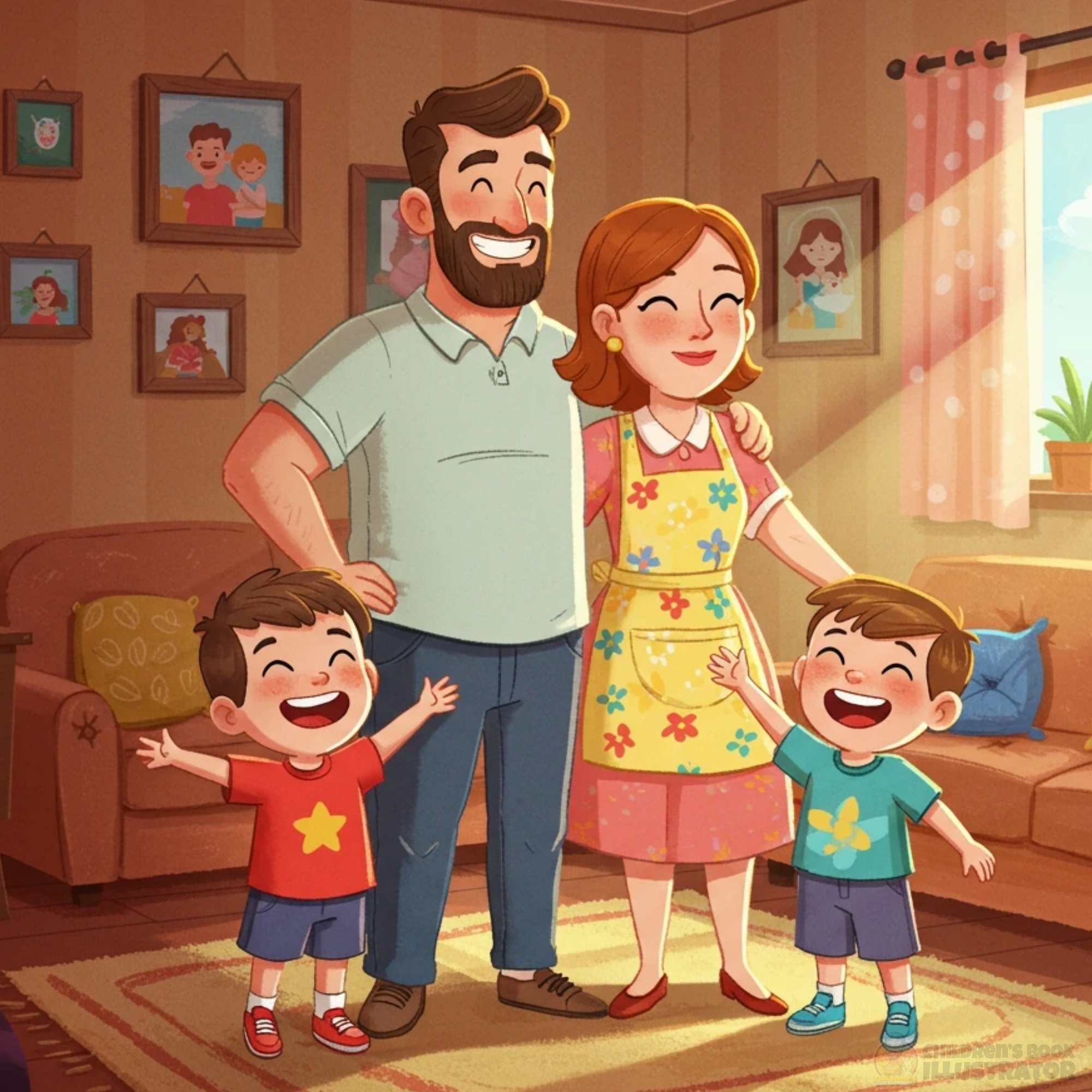 Home is Where the Heart Is Family Character Design scene 2d illustration book cover design character concepts children illustration childrens book illustration cozy interior cute twins digital painting family character design happy family illustration for kids kids book art lifestyle illustration nursery art picture book artist playful art storytelling art whimsical illustration
