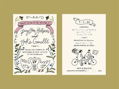 Custom Wedding Invitations backyard wedding bicycle custom illustration custom wedding invites florals garden wedding goose invitation design playful illustration playful invites wedding wedding design wedding designer wedding florals wedding illustration wedding invites whimsical whimsical illustrations whimsy